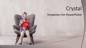  Presentation with child in a hindu home - Slides consisting of little child in 3d glasses background and a  colored foreground