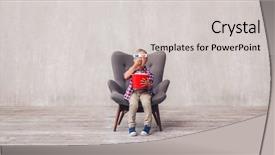  Presentation with child eat - Slides featuring little child in 3d glasses background and a light gray colored foreground