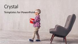  Presentation with child in a hindu home - Amazing PPT theme having little child in 3d glasses backdrop and a  colored foreground