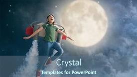  Presentation with night sky - Presentation design consisting of little-child-in-an-astronaut background and a ocean colored foreground