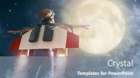  Presentation with night sky - Colorful slide set enhanced with little-child-in-an-astronaut backdrop and a seafoam green colored foreground