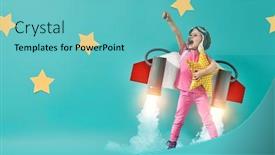  Presentation with spaceman - Audience pleasing PPT layouts consisting of little-child-in-an-astronaut backdrop and a seafoam green colored foreground