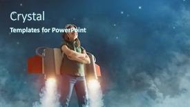  Presentation with night sky - Audience pleasing PPT theme consisting of little-child-in-an-astronaut backdrop and a ocean colored foreground