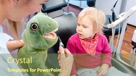  Presentation with surgery - Presentation design enhanced with little child in dentists surgery background and a tawny brown colored foreground