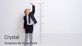  Presentation with measuring - PPT layouts enhanced with little child is playing businessman background and a light gray colored foreground