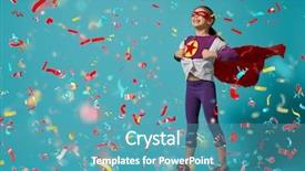  Presentation with purple wall - Audience pleasing PPT layouts consisting of child is playing superhero kid backdrop and a teal colored foreground