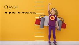  Presentation with child superhero - Beautiful theme featuring little-child-is-playing-superhero backdrop and a yellow colored foreground