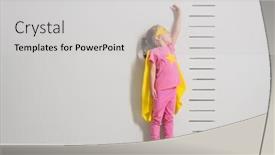  Presentation with girl power - Beautiful PPT theme featuring little-child-is-playing-superhero backdrop and a light gray colored foreground