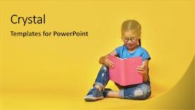  Presentation with yellow color - Beautiful PPT theme featuring little child is reading backdrop and a yellow colored foreground