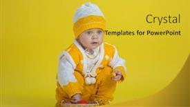  Presentation with emotions - Cool new slide deck with little-child-one-year-age backdrop and a yellow colored foreground