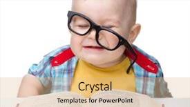  Presentation with book glasses - Theme with little child play with book background and a coral colored foreground