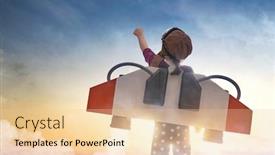  Presentation with pilot - Colorful theme enhanced with little-child-playing-pilot-girl backdrop and a lemonade colored foreground