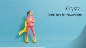 Presentation with child superhero - Colorful presentation theme enhanced with little-child-playing-superhero-kid backdrop and a light blue colored foreground