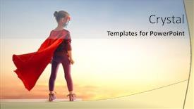  Presentation with child superhero - Theme enhanced with little-child-playing-superhero background and a light blue colored foreground