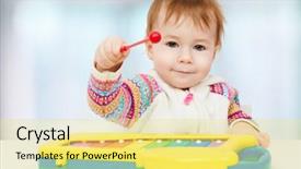  Presentation with children playing - Amazing presentation design having little child playing backdrop and a blonde colored foreground