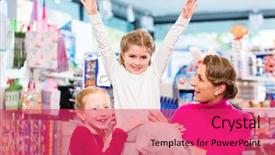  Presentation with child development developing toy - Slide set enhanced with little child riding on stuffed background and a red colored foreground