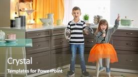  Presentation with festival music band hands playing - Theme with little children playing as music background and a gray colored foreground