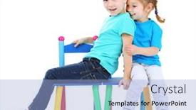  Presentation with chairs - Presentation design with little-children-playing-on-chairs background and a light blue colored foreground