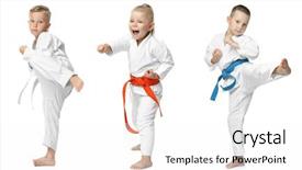  Presentation with karate - Slide deck having little children practising karate background and a pink colored foreground