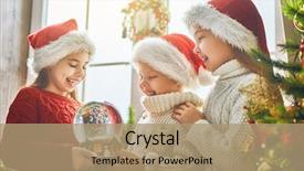  Presentation with merry christmas - Slides with little children with snow globe background and a coral colored foreground