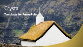  Presentation with roof - Slides having little-church-with-grass-roof background and a gray colored foreground