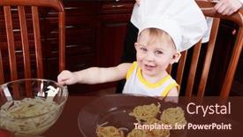  Presentation with baby food - Audience pleasing presentation theme consisting of little-cook-fruits-and-baby backdrop and a tawny brown colored foreground