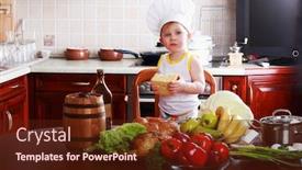  Presentation with baby food - Presentation having little cook fruits and baby background and a tawny brown colored foreground
