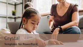  Presentation with solving - Slide deck with little-cute-asian-girl-solving background and a  colored foreground