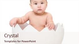  Presentation with eggshell - Colorful PPT theme enhanced with naked egg - little cute baby in eggshell backdrop and a lemonade colored foreground
