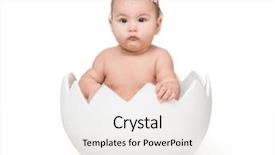  Presentation with eggshell - Slide set consisting of naked egg - little cute baby in eggshell background and a white colored foreground