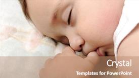  Presentation with sleeping baby - Audience pleasing PPT theme consisting of little cute baby sleeping backdrop and a coral colored foreground