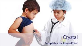  Presentation with clothes - Cool new PPT layouts with oversight - little cute boy in doctor backdrop and a sky blue colored foreground