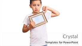  Presentation with angry kid - Slide set enhanced with little-cute-boy-kid-holding background and a white colored foreground