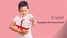  Presentation with anger kid - Amazing presentation design having little-cute-boy-kid-holding backdrop and a coral colored foreground