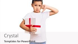  Presentation with angry kid - Beautiful presentation theme featuring little-cute-boy-kid-holding backdrop and a sky blue colored foreground