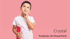  Presentation with idea - Audience pleasing theme consisting of little-cute-boy-kid-reading backdrop and a coral colored foreground
