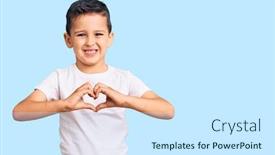  Presentation with tshirt - Presentation design featuring little-cute-boy-kid-wearing background and a cool aqua colored foreground