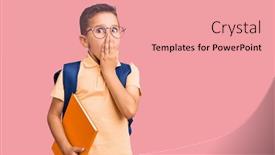  Presentation with school - Colorful presentation enhanced with little-cute-boy-kid-wearing backdrop and a coral colored foreground