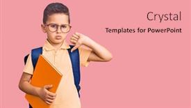  Presentation with angry kid - PPT theme enhanced with little-cute-boy-kid-wearing background and a coral colored foreground