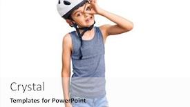  Presentation with bike - Slide deck enhanced with little-cute-boy-kid-wearing background and a white colored foreground