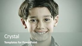  Presentation with retro - Slides with little cute boy posing for retro style photography background and a gray colored foreground