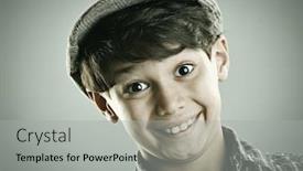  Presentation with retro - Slide deck with little-cute-boy-posing background and a light gray colored foreground