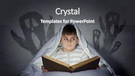  Presentation with bed - Beautiful PPT layouts featuring night mare - little cute boy sitting backdrop and a dark gray colored foreground
