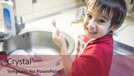  Presentation with cute - Slide deck consisting of little cute boy washing dishes background and a red colored foreground