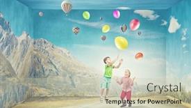  Presentation with colorful - Beautiful presentation theme featuring little-cute-boys-playing-joyfully backdrop and a soft green colored foreground