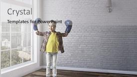  Presentation with champion - Audience pleasing presentation theme consisting of little-cute-champion-mixed-media backdrop and a light gray colored foreground