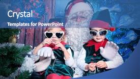  Presentation with elves - Colorful PPT theme enhanced with little cute elves over christmas backdrop and a ocean colored foreground