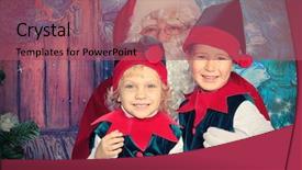  Presentation with elves - PPT theme having little cute elves over christmas background and a violet colored foreground
