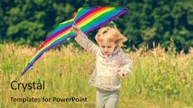  Presentation with kite - Cool new theme with little cute girl flying backdrop and a yellow colored foreground