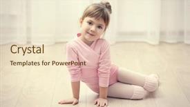  Presentation with dance - Colorful slide set enhanced with little cute girl in pink leotard sitting on floor at dance studio backdrop and a lemonade colored foreground